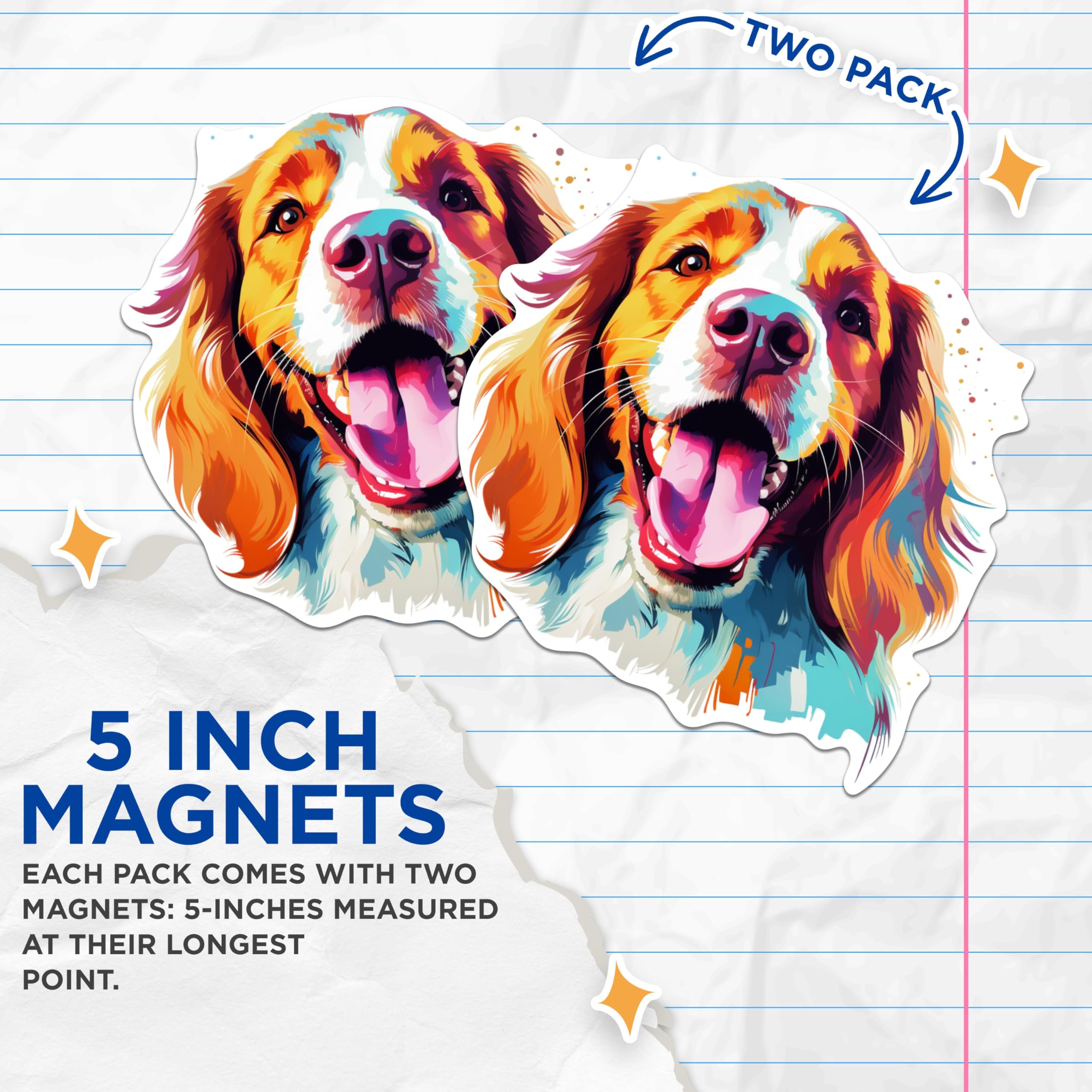 (2 Pack) Welsh Springer Spaniel Dog Breed Magnets- 5 Inches On Longest Side - Choose from Over 100 Dog Breeds - for Cars, Refrigerators, Toolboxes - Made in USA - MAG1978