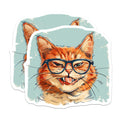 (2 Pack) Funny Cat Magnets - Quirky Orange Feline Fridge Decor - Cool Feline Lover Art - Hipster Animal Accessory for Kitchen - 5 Inches On Longest Side - Thick Durable Magnet - Made in USA - MAG38205