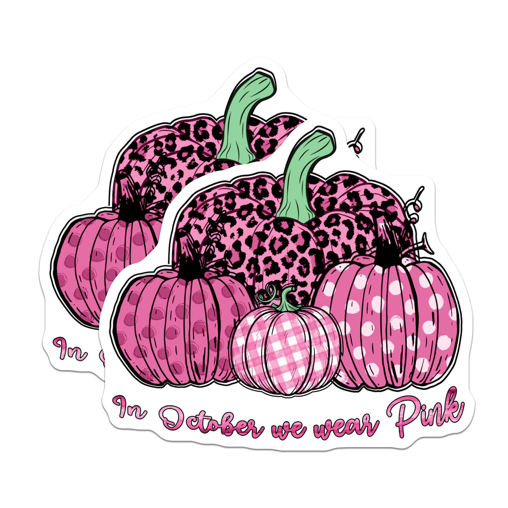 (2 Pack) Pink Pumpkin Magnets - October Wear Pink - Breast Cancer Awareness Magnet - 5" On Longest Side - Premium Magnet - for Cars, Refrigerators, Toolboxes, Lockers - Made in USA - MAG16511