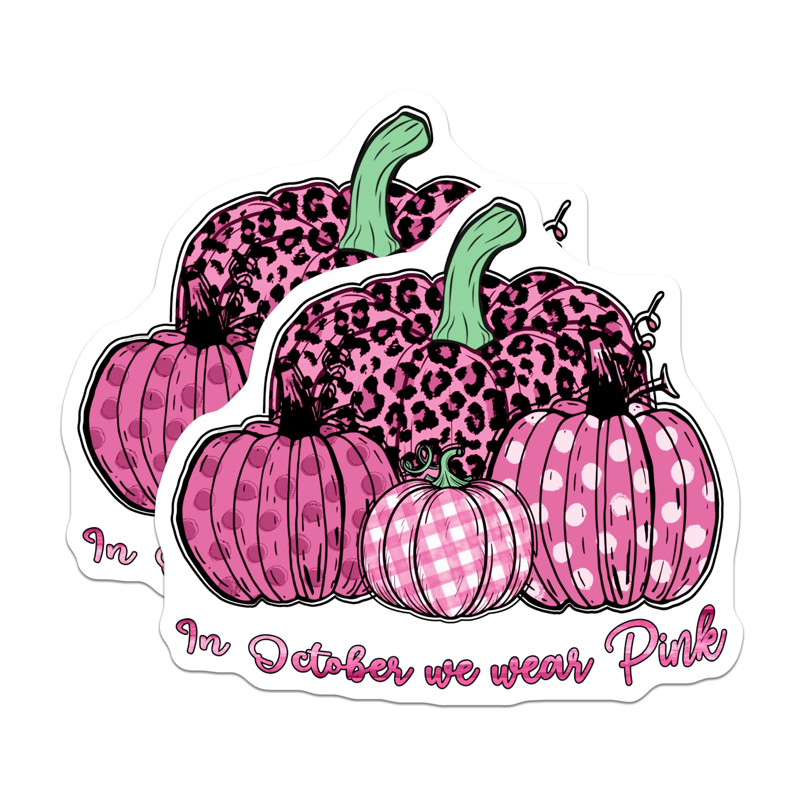 (2 Pack) Pink Pumpkin Magnets - October Wear Pink - Breast Cancer Awareness Magnet - 5" On Longest Side - Premium Magnet - for Cars, Refrigerators, Toolboxes, Lockers - Made in USA - MAG16511