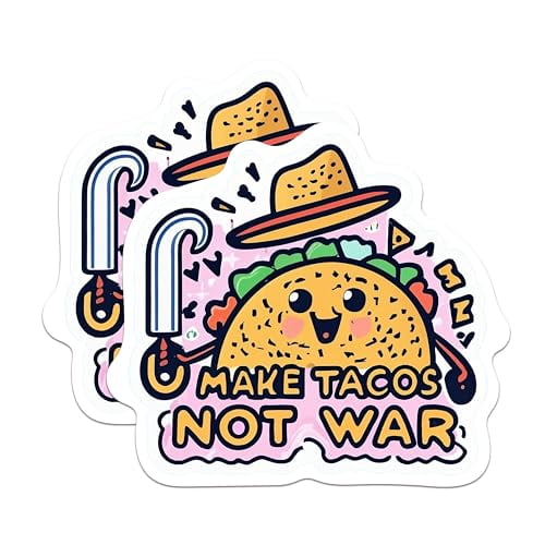 (2 Pack) Make Tacos Not War Magnets - Cute Taco Lover - 5" On Longest Side - Premium Magnet - for Cars, Refrigerators, Toolboxes, Lockers - Made in USA - MAG1664