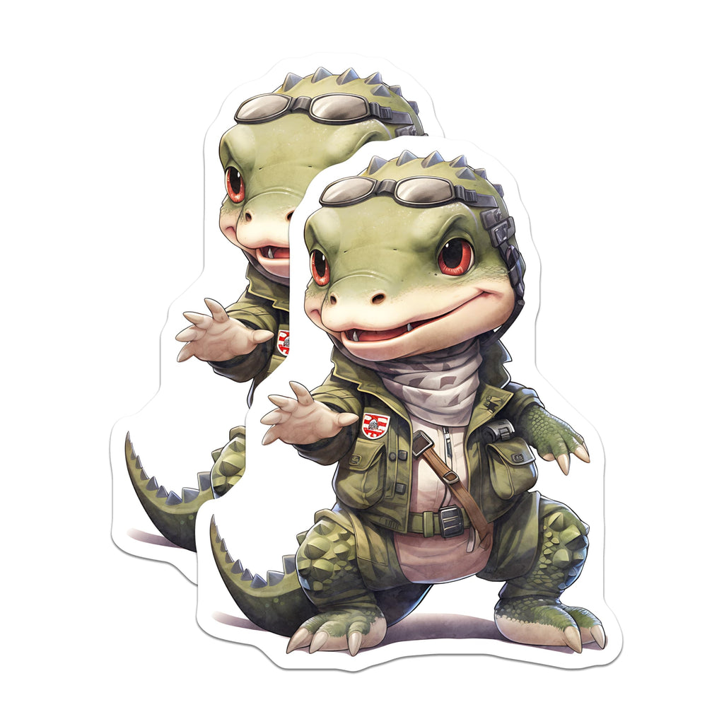 (2 Pack) Alligator Aviator Magnets - Cute Reptile Decor - Cartoon Animal Art - 5" On Longest Side - Premium Magnet - for Cars, Refrigerators, Toolboxes, Lockers - Made in USA - MAG16539