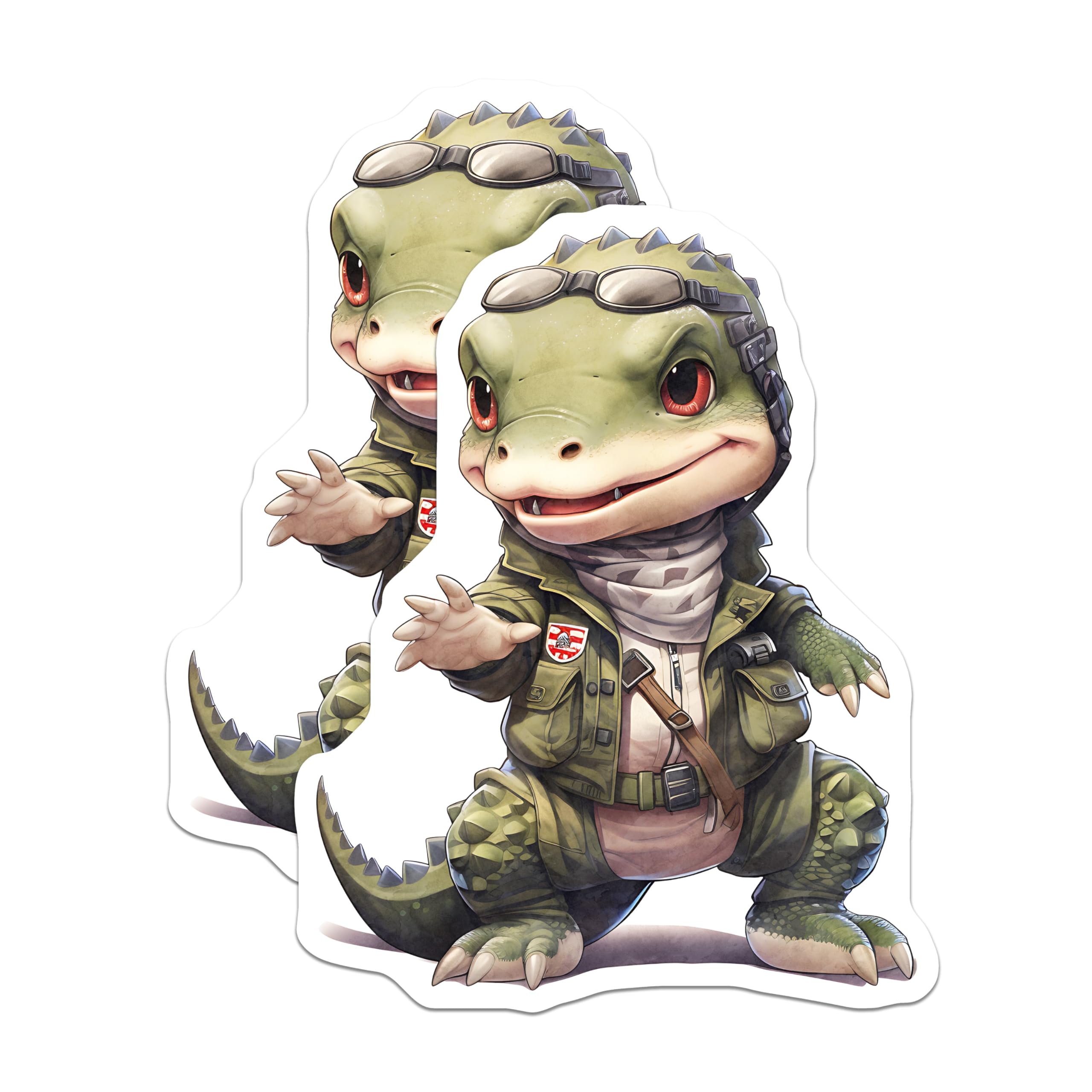 (2 Pack) Alligator Aviator Magnets - Cute Reptile Decor - Cartoon Animal Art - 5" On Longest Side - Premium Magnet - for Cars, Refrigerators, Toolboxes, Lockers - Made in USA - MAG16539