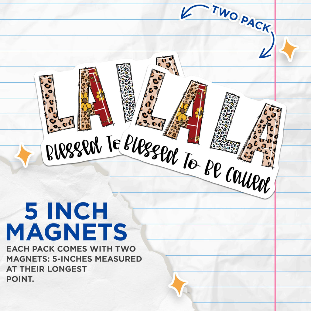 (2 Pack) Lala Blessed Magnets - Leopard Print - Sunflower Decor - 5" On Longest Side - Premium Magnet - for Cars, Refrigerators, Toolboxes, Lockers - Made in USA - MAG14703