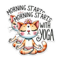 (2 Packs) Morning Starts with Yoga Cat Meditating Meditation Magnets - Zen Cat Magnets - 5 Inches On Longest Side - Premium Magnet - for Fridges, Toolboxes, Cars - Made in USA - MAG2421