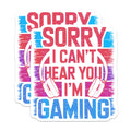 (2 Pack) Sorry I Can't Hear You I'm Gaming Stickers - Gamer Headphones Stickers - Gamer Room Decor - 5" On Longest Side - Sticks to Any Smooth Flat Surface - Made in USA - BMCS3566