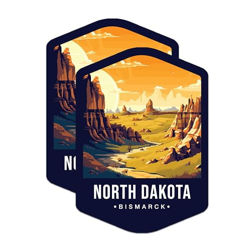 (2 Pack) North Dakota State and Capitol Magnets - ND State Magnet - Choose from 50 States - 5" On Longest Side - Premium Magnet - for Cars, Refrigerators, Toolboxes, Lockers - Made in USA - MAG1490