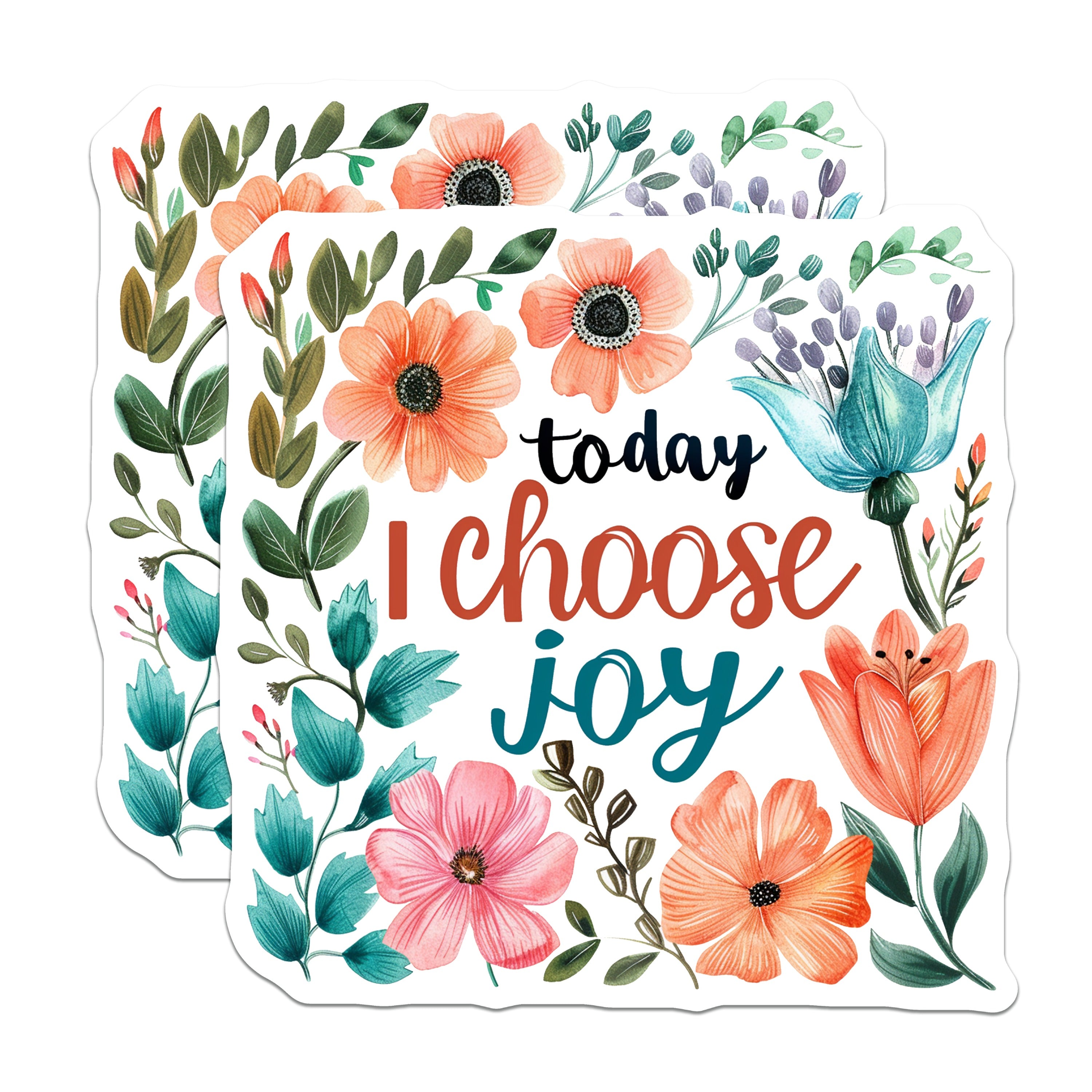 (2 Pack) Today I Choose Joy Magnets - Floral Affirmation Decor - Positive Quote Inspiration - 5 Inches On Longest Side - Thick Durable Magnet - Made in USA - MAG38592