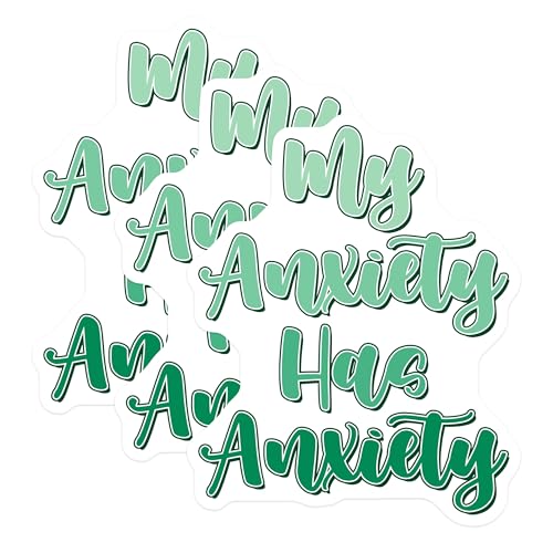 (3 Pack) Anxiety Decals - Funny Mental Health Sticker - My Anxiety Has Anxiety - Laptop Decal - 3 Inches On Longest Side - Easy Peel & Apply - Made in USA - 3MCS6438