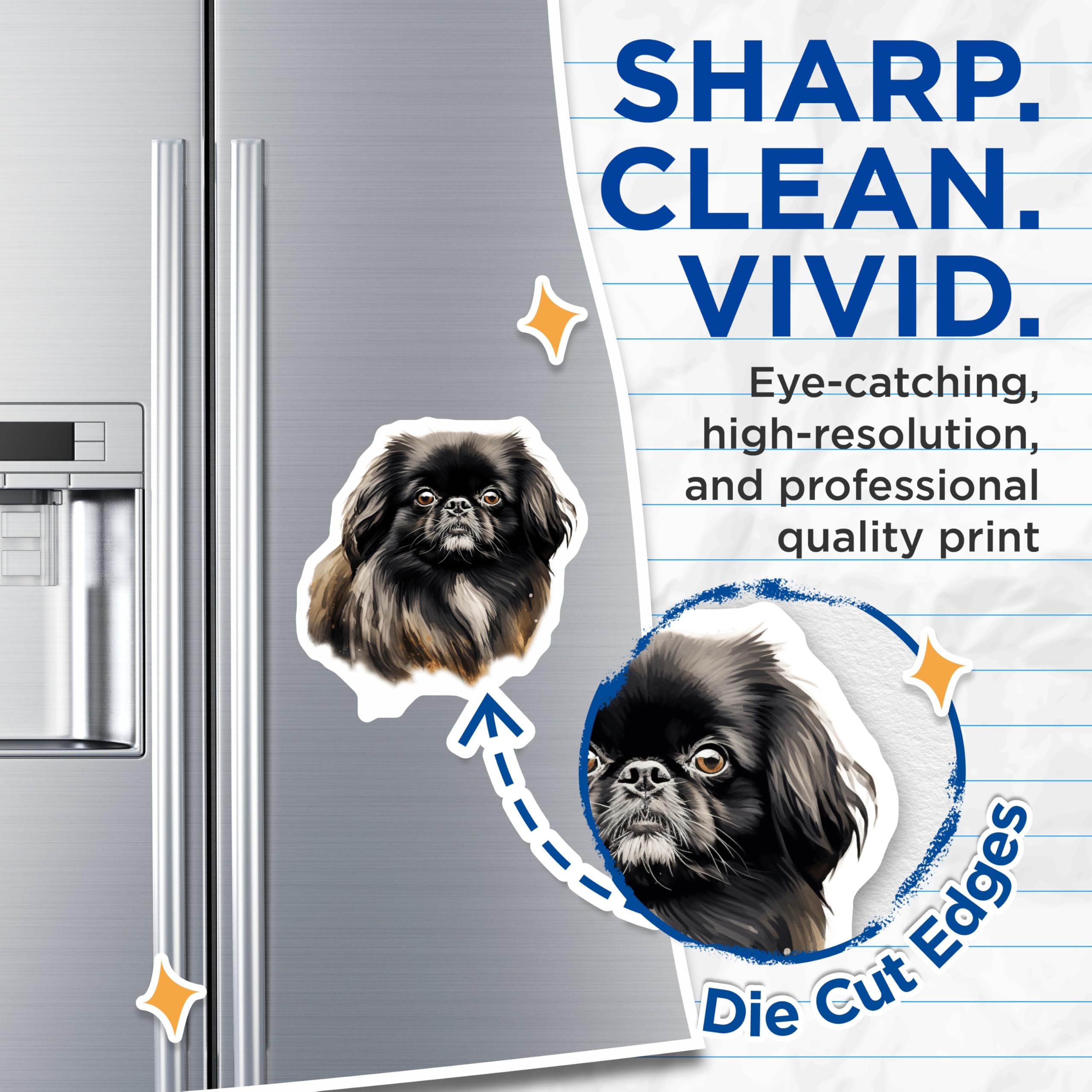 (2 Pack) Pekingese Dog Magnets - Dog Lover Refrigerator Decor - Cute Pet Portrait Animal Art for Dog Mom Dad - 5 Inches On Longest Side - Thick Durable Magnet - Made in USA - MAG27649