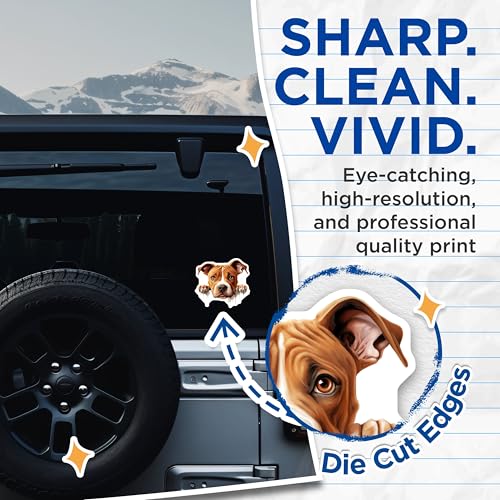 (2 Pack) Cute Dog Stickers - Animal Lover Stickers - Adorable Puppy Decals - 5" On Longest Side - Sticks to Smooth Flat Surfaces - Made in USA - BMCS9825
