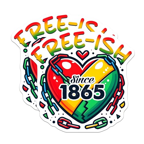 (2 Pack) Free-ish Stickers - Since 1865 - Heart with Chains - Colorful Design - 5" On Longest Side - Sticks to Smooth Flat Surfaces - Made in USA - BMCS7371