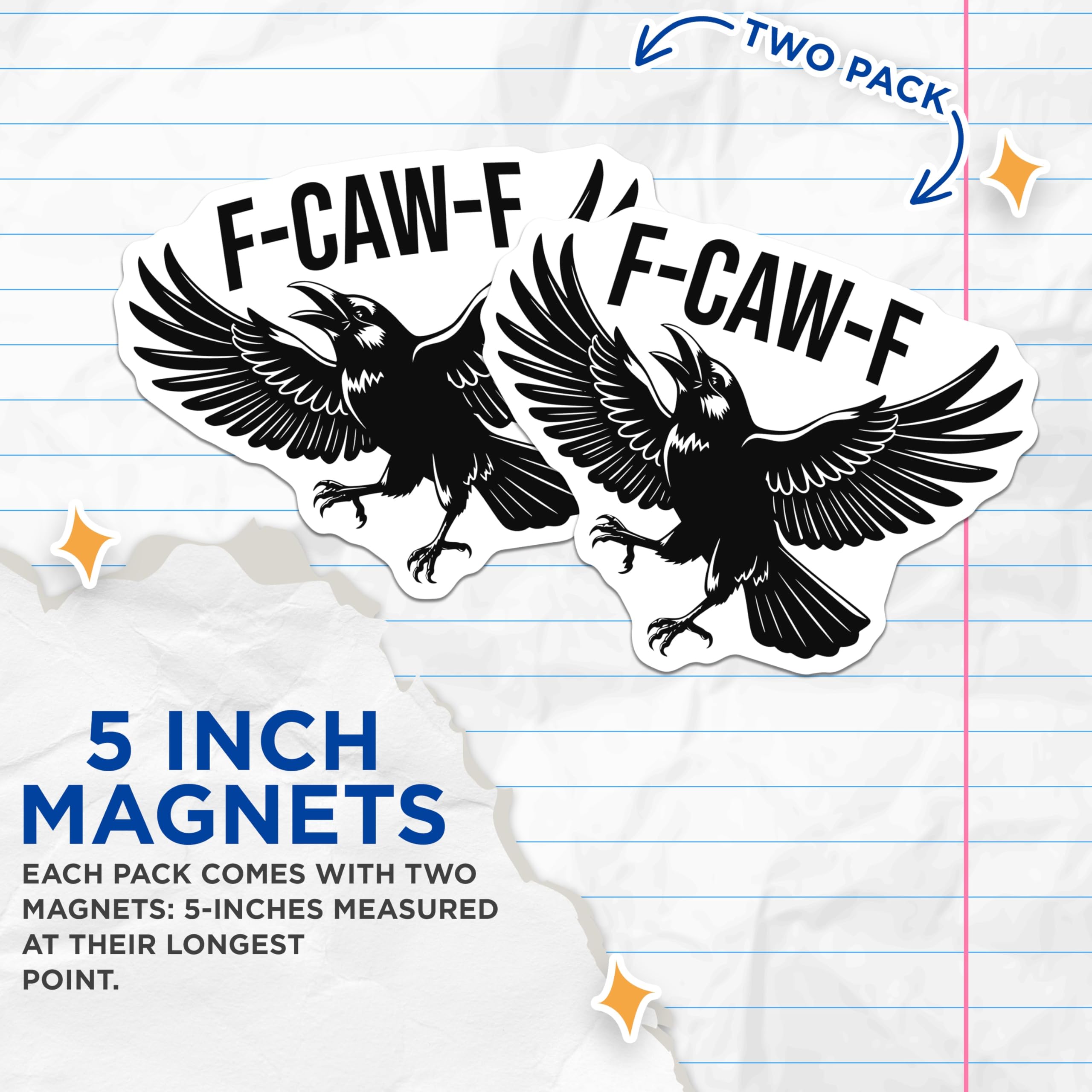 (2 Pack) Raven F-CAW-F Magnets - Flying Bird Magnet - Crow Emblem Magnets - 5" On Longest Side - Premium Magnet - for Cars, Refrigerators, Toolboxes, Lockers - Made in USA - MAG15239