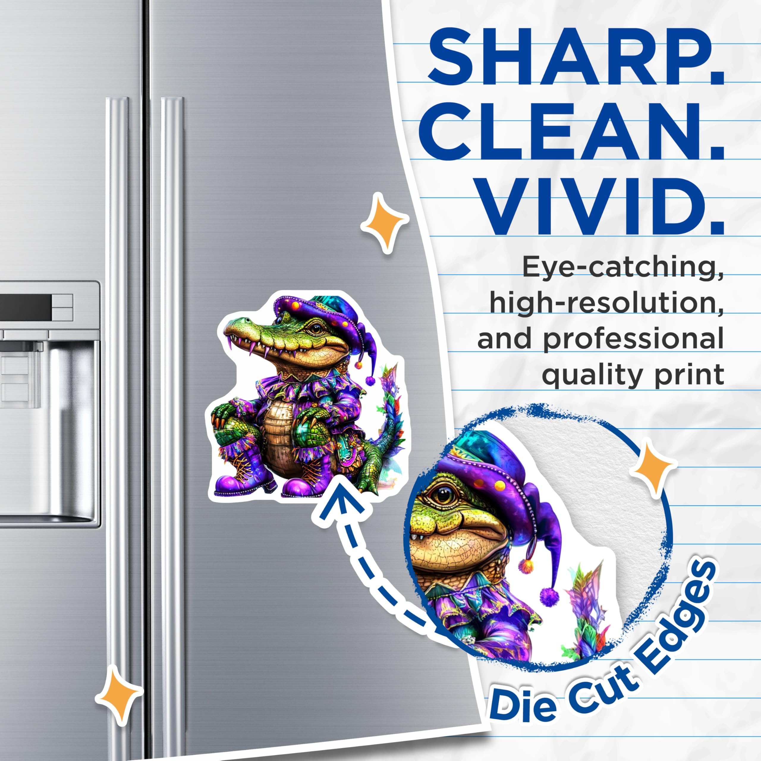 (2 Pack) Alligator Magnets - Mardi Gras Decor - Whimsical Alligator Art - 5" On Longest Side - Premium Magnet - for Cars, Refrigerators, Toolboxes, Lockers - Made in USA - MAG15567