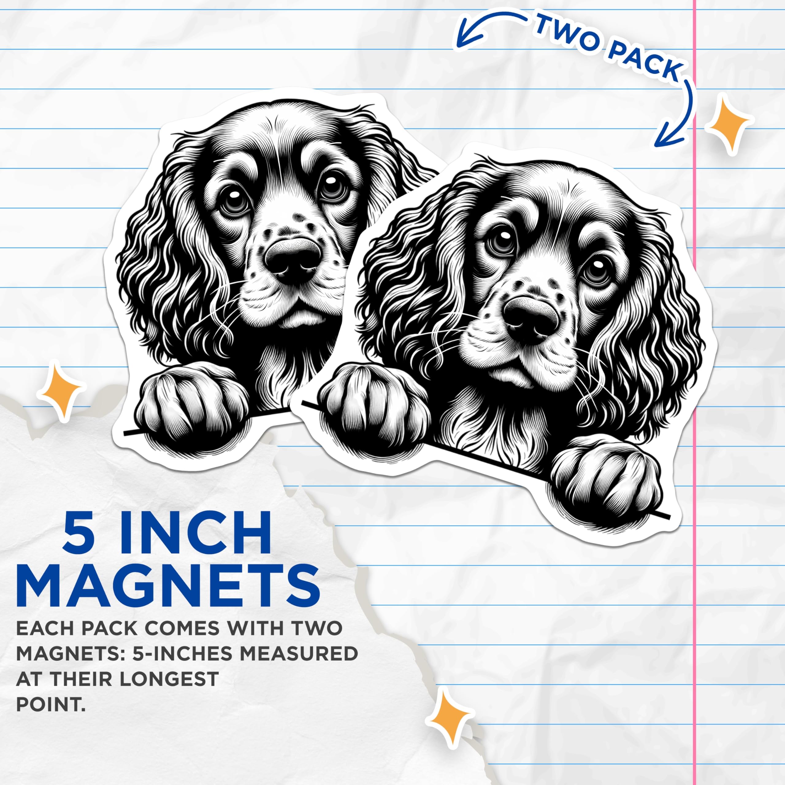 (2 Pack) Cocker Spaniel Magnets - Dog Breed Art - Fridge Decor Magnet - 5" On Longest Side - Premium Magnet - for Cars, Refrigerators, Toolboxes, Lockers - Made in USA - MAG14018