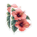 (2 Pack) Pink Hibiscus Magnets - Tropical Flower Fridge Decor - Botanical Art Home Accent - 5 Inches On Longest Side - Thick Durable Magnet - Made in USA - MAG25097