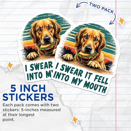 (2 Pack) Funny Dog Stickers - Cute Animal Quote Stickers - Dog Humor Decals for Laptops - 5" On Longest Side - Sticks to Smooth Flat Surfaces - Made in USA - BMCS4654