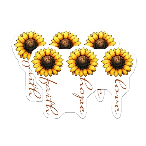 (2 Pack) Sunflower Faith Hope Love Stickers - Inspirational Vinyl Decal - Positive Quote for Laptops and Water Bottles - 5" On Longest Side - Sticks to Smooth Flat Surfaces - Made in USA - BMCS7987