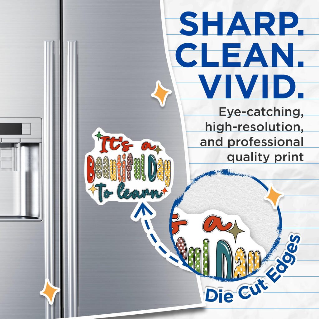 (2 Pack) Beautiful Day Magnets - Learn Inspirational - Classroom Teacher Fridge - 5" On Longest Side - Premium Magnet - for Cars, Refrigerators, Toolboxes, Lockers - Made in USA - MAG18913