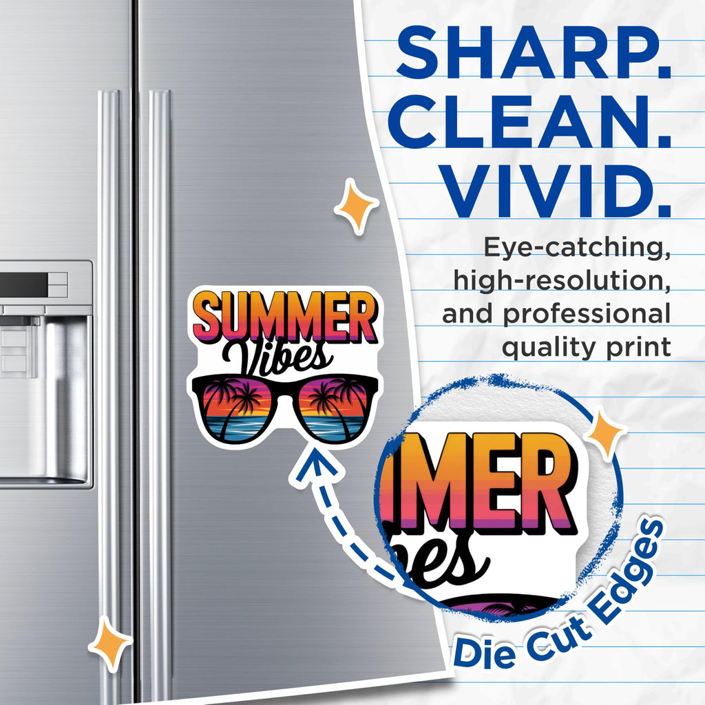 (2 Pack) Summer Vibes Magnets - Beach Palm Tree - Sunglasses Refrigerator Magnets - 5" On Longest Side - Premium Magnet - for Cars, Refrigerators, Toolboxes, Lockers - Made in USA - MAG15999