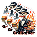 (3 Pack) Grillfather Decals - BBQ Dad - Funny Skeleton - Grilling Decal - Grill Master - 3 Inches On Longest Side - Easy Peel & Apply - Made in USA - 3MCS6220