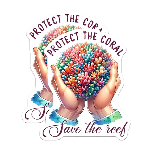 (2 Pack) Protect The Coral Magnets - Save The Reef - Conservation Efforts - Eco-Friendly Decor - 5" On Longest Side - for Cars, Fridges, Toolboxes - Made in USA - MAG7965