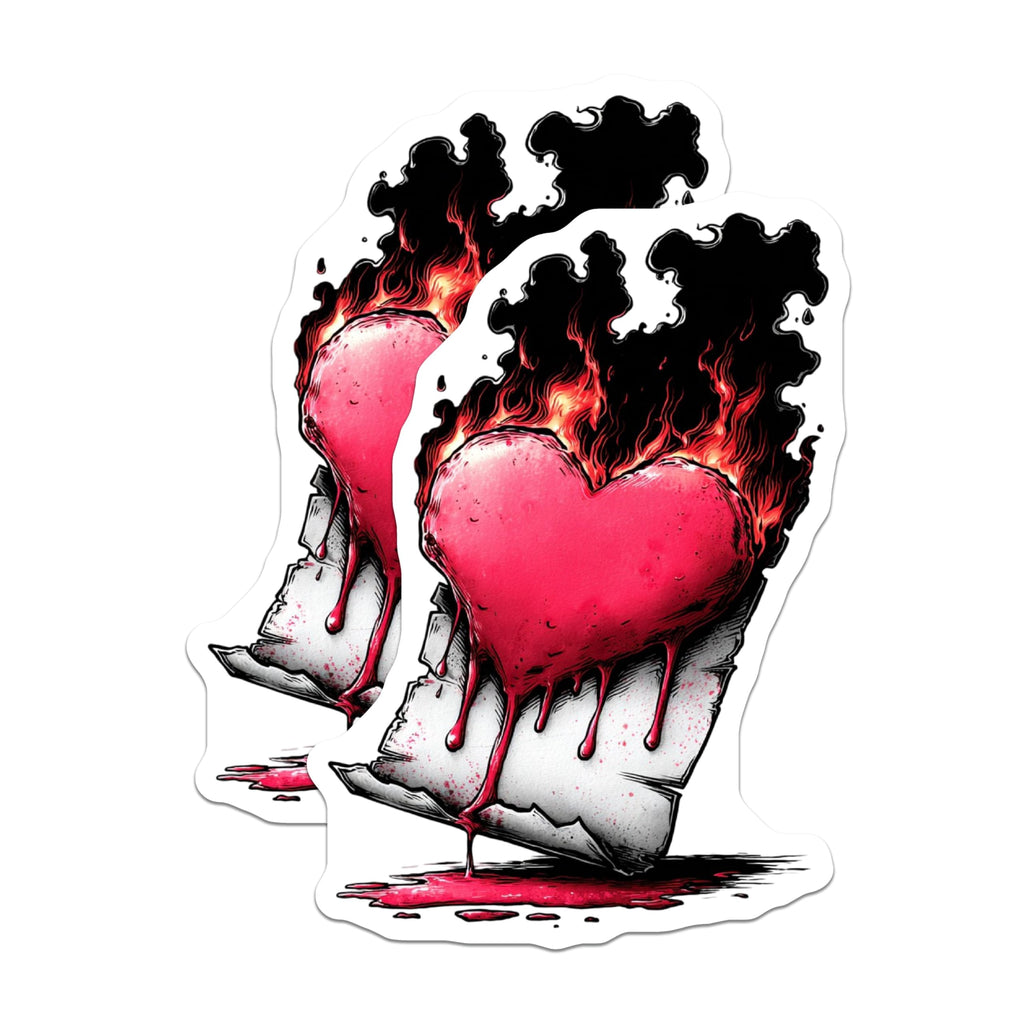 (2 Pack) Burning Heart Magnets - Bleeding Love Art - Passionate Gothic Aesthetic - Emotional Flame Refrigerator Decor - 5 Inches On Longest Side - Thick Durable Magnet - Made in USA - MAG22254