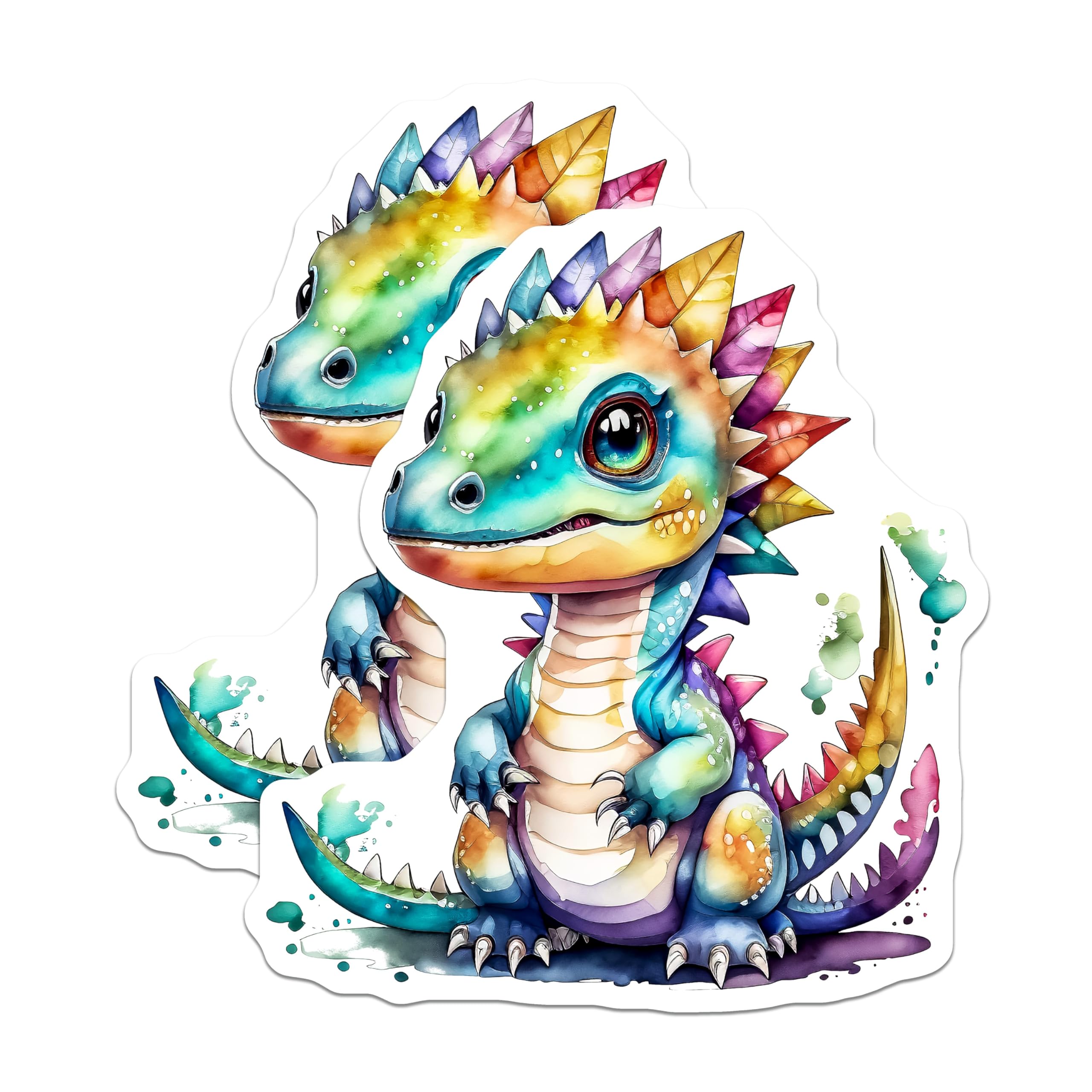 (2 Pack) Cute Dragon Magnets - Rainbow Dragon Decor - Fantasy Creature Magnets - 5" On Longest Side - Premium Magnet - for Cars, Refrigerators, Toolboxes, Lockers - Made in USA - MAG16053