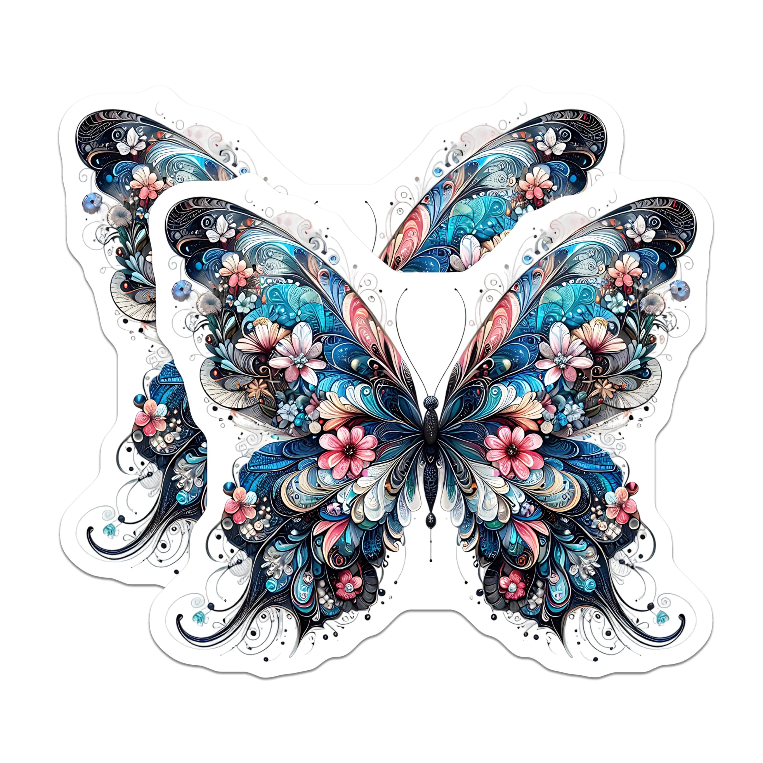 (2 Pack) Butterfly Magnets - Floral Wings - Fridge Magnets - 5" On Longest Side - Premium Magnet - for Cars, Refrigerators, Toolboxes, Lockers - Made in USA - MAG14325