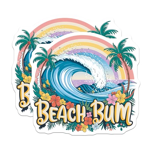 (2 Pack) Tropical Wave Decor Magnet - Colorful Surf Vibes - 5" On Longest Side - Sticks to Smooth Flat Surfaces - Made in USA - MAG9591