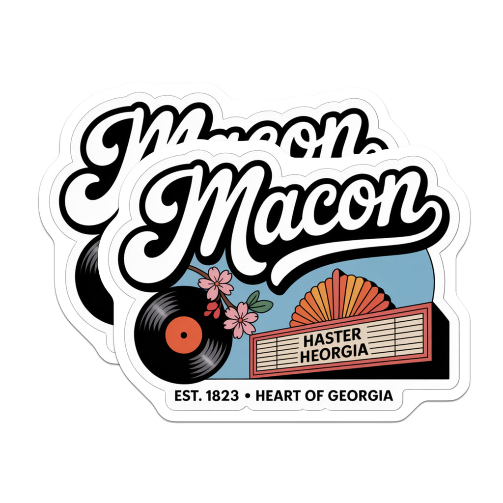 (2 Pack) Macon Georgia Magnets - Heart of Georgia - Retro City Souvenir - 5" On Longest Side - Premium Magnet - for Cars, Refrigerators, Toolboxes, Lockers - Made in USA - MAG17275