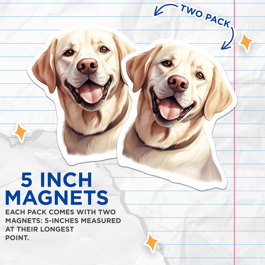 (2 Pack) Golden Retriever Magnets - Happy Dog Decor - Pet Lover Accessory - 5 Inches On Longest Side - Thick Durable Magnet - Made in USA - MAG23729