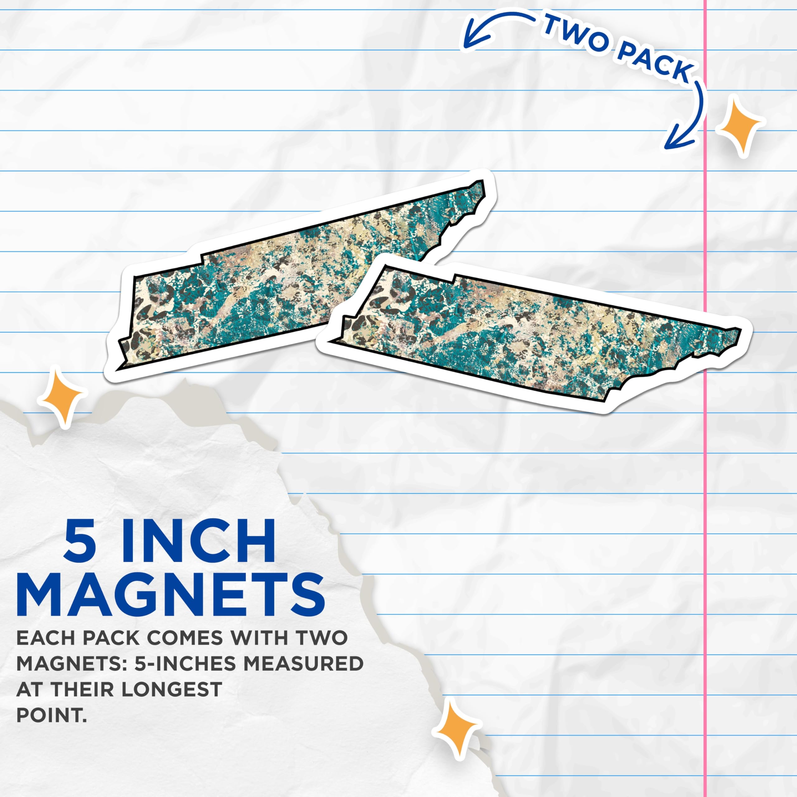 (2 Pack) Tennessee State Magnets - Abstract TN Art Fridge Magnets - Home Decor Gift Idea - 5" On Longest Side - Premium Magnet - for Cars, Refrigerators, Toolboxes, Lockers - Made in USA - MAG17507