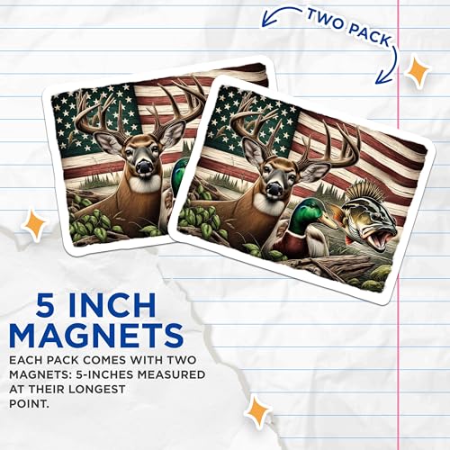 (2 Pack) American Wildlife Magnets Magnets - 5" On Longest Side - Made in USA - Sticks to Refrigerators & Metal Surfaces - MAG8654