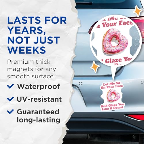 (2 Pack) Donut Heart Fun Magnets - Humorous Kitchen Magnet Set - Playful Food Joke Magnets - 5" On Longest Side - for Cars, Refrigerators, Toolboxes, Lockers - Made in USA BMCS3483