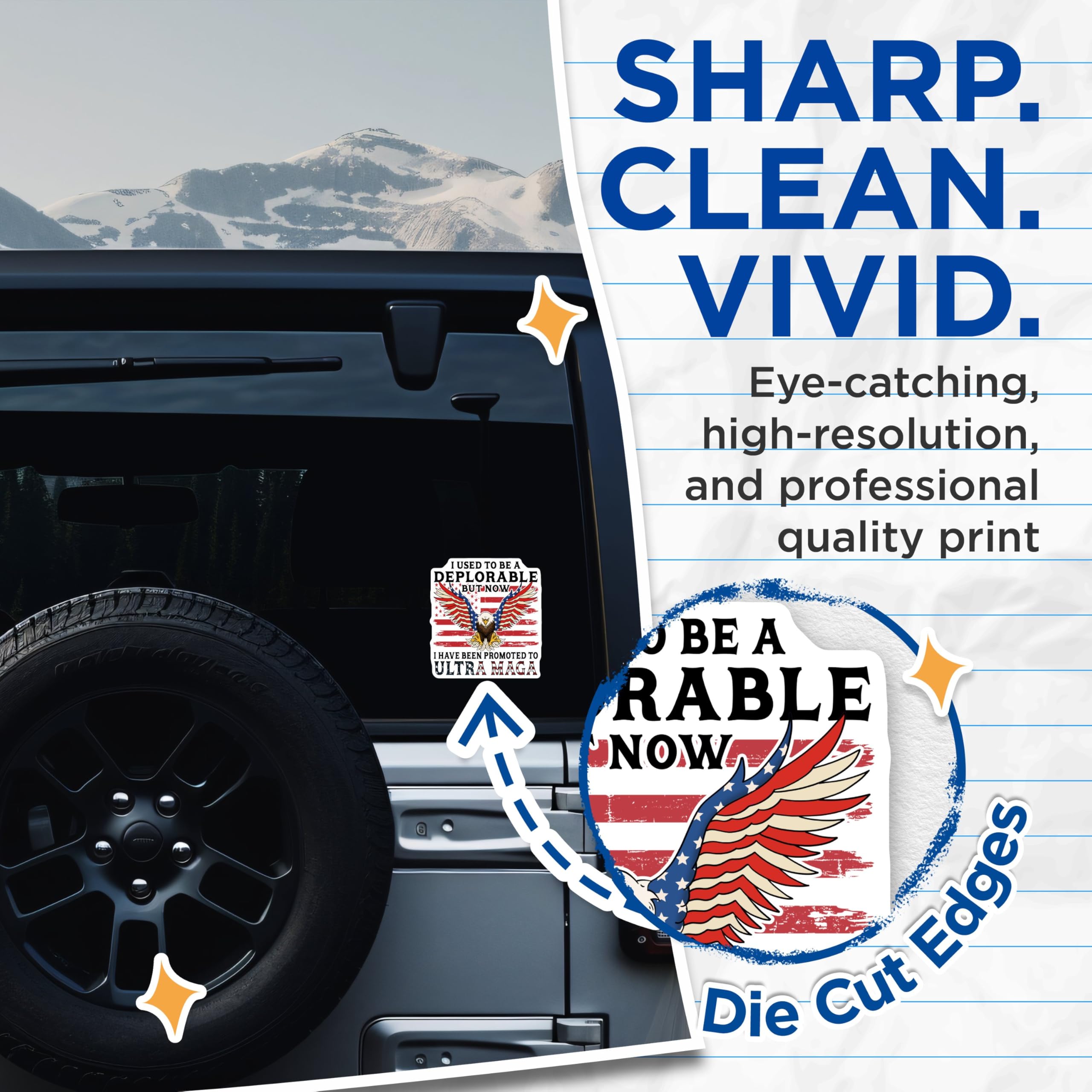 (2 Pack) Deplorable to Ultra MAGA Stickers - Political Sticker Decal - Patriotic Bald Eagle Sticker - 5" On Longest Side - Sticks to Smooth Flat Surfaces - Made in USA - BMCS6316