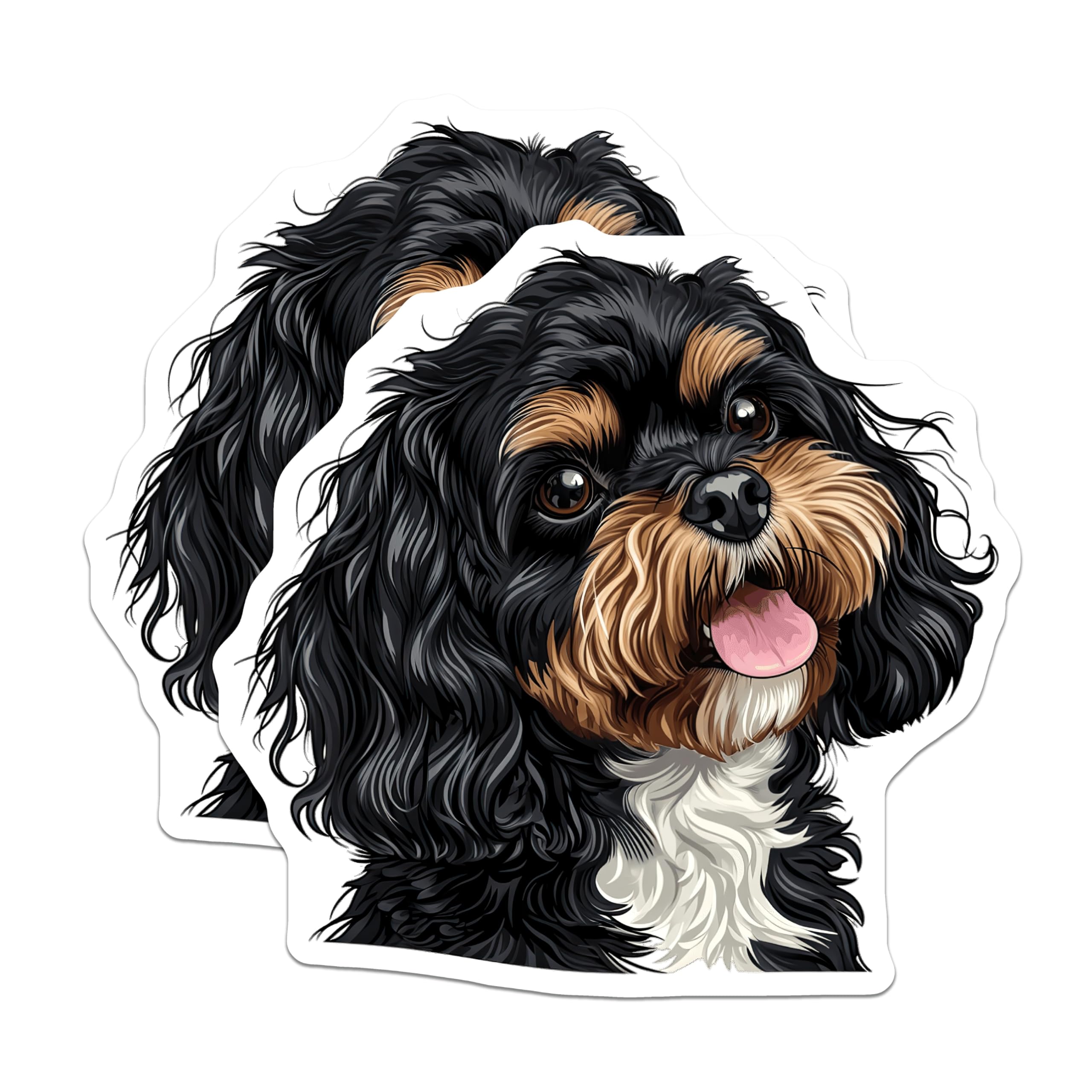 (2 Pack) Cavalier King Charles Spaniel Magnets - Tricolor Dog Mom Decor - Cute Pet Lover Fridge Accent - 5 Inches On Longest Side - Thick Durable Magnet - Made in USA - MAG30453