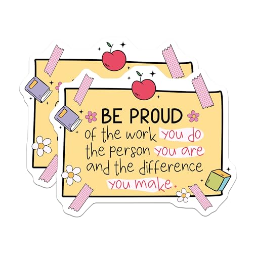 (2 Pack) Motivational Quote Stickers - Inspirational Decals - Positive Message Stickers for Laptops and Journals - 5" On Longest Side - Sticks to Smooth Flat Surfaces - Made in USA - BMCS4434