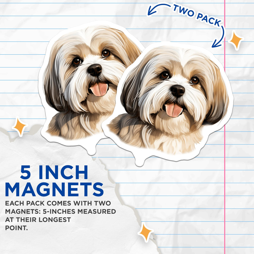 (2 Pack) Shih Tzu Magnets - Dog Breed Pet Lover Decor - Cute Shih Tzu Owner Accessory - Dog Mom Dad - 5 Inches On Longest Side - Thick Durable Magnet - Made in USA - MAG30748