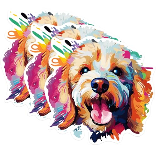 (3 Pack) Colorful Dog Decals - Fun Puppy Stickers - Laptop Decal - 3 Inches On Longest Side - Easy Peel & Apply - Made in USA - 3MCS0795