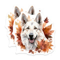 (2 Pack) White Shepherd Magnets - Autumn Dog Decor - Fall Leaves Pet Lover - 5 Inches On Longest Side - Thick Durable Magnet - Made in USA - MAG25991
