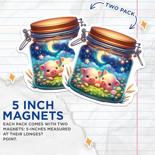 (2 Pack) Adorable Animal Decor Magnet - 5" On Longest Side - Sticks to Smooth Flat Surfaces - Made in USA - MAG9360
