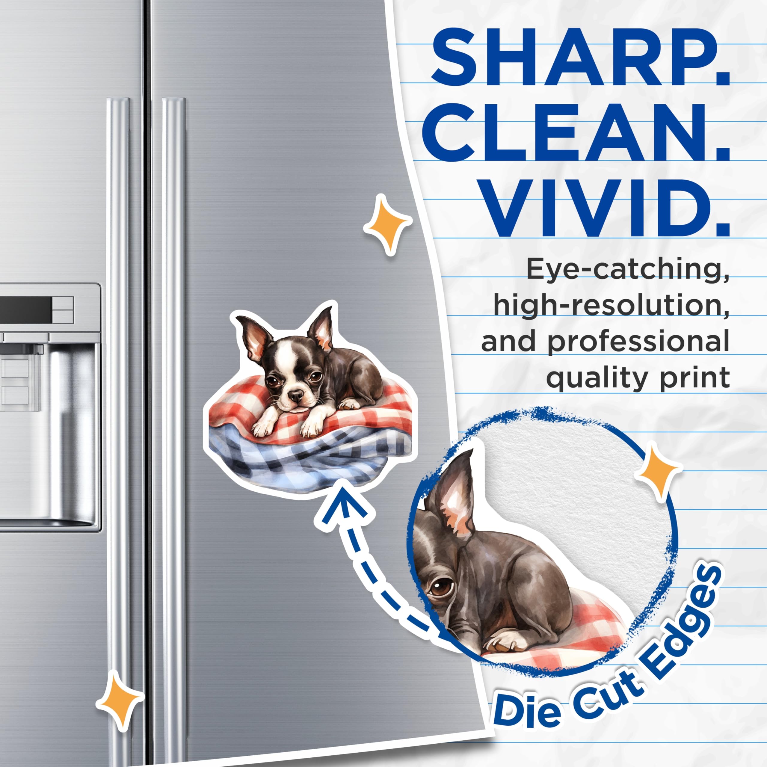 (2 Pack) Boston Terrier Magnets - Cute Puppy Fridge Magnets - Dog Lover Home Decor - 5" On Longest Side - Premium Magnet - for Cars, Refrigerators, Toolboxes, Lockers - Made in USA - MAG16580