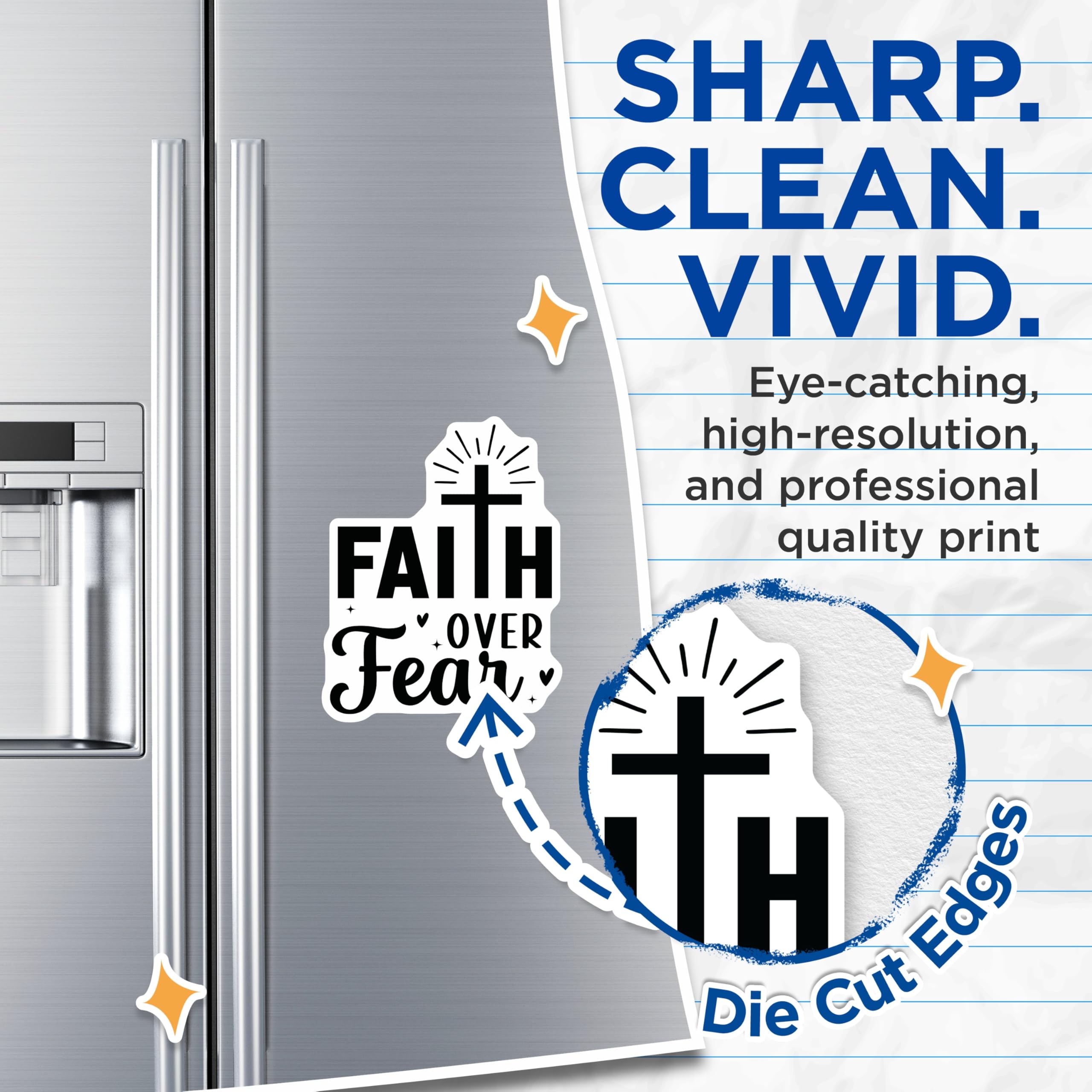 (2 Pack) Faith Over Fear Magnets - Christian Religious Decor - Inspirational Spiritual Reminders - 5 Inches On Longest Side - Thick Durable Magnet - Made in USA - MAG27119