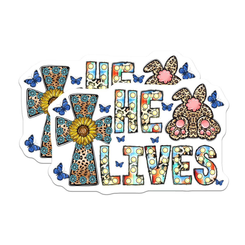 (2 Pack) He Lives Refrigerator Magnets - Christian Easter Decoration - Boho Western Faith Home Accent - 5 Inches On Longest Side - Thick Durable Magnet - Made in USA - MAG29696