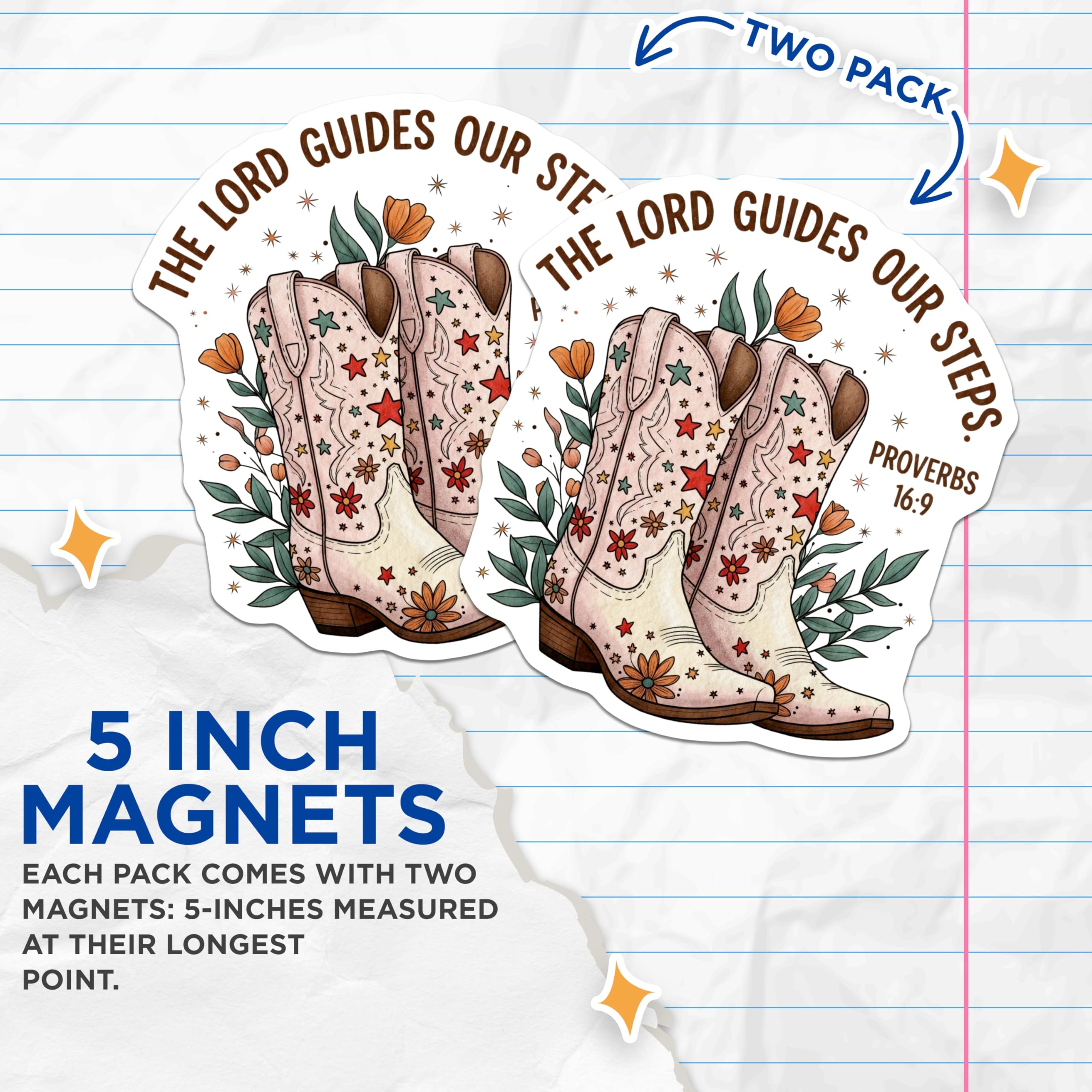 (2 Pack) Cowboy Boots Magnets - Country Western Decor - Proverbs Verse - 5" On Longest Side - Premium Magnet - for Cars, Refrigerators, Toolboxes, Lockers - Made in USA - MAG16150