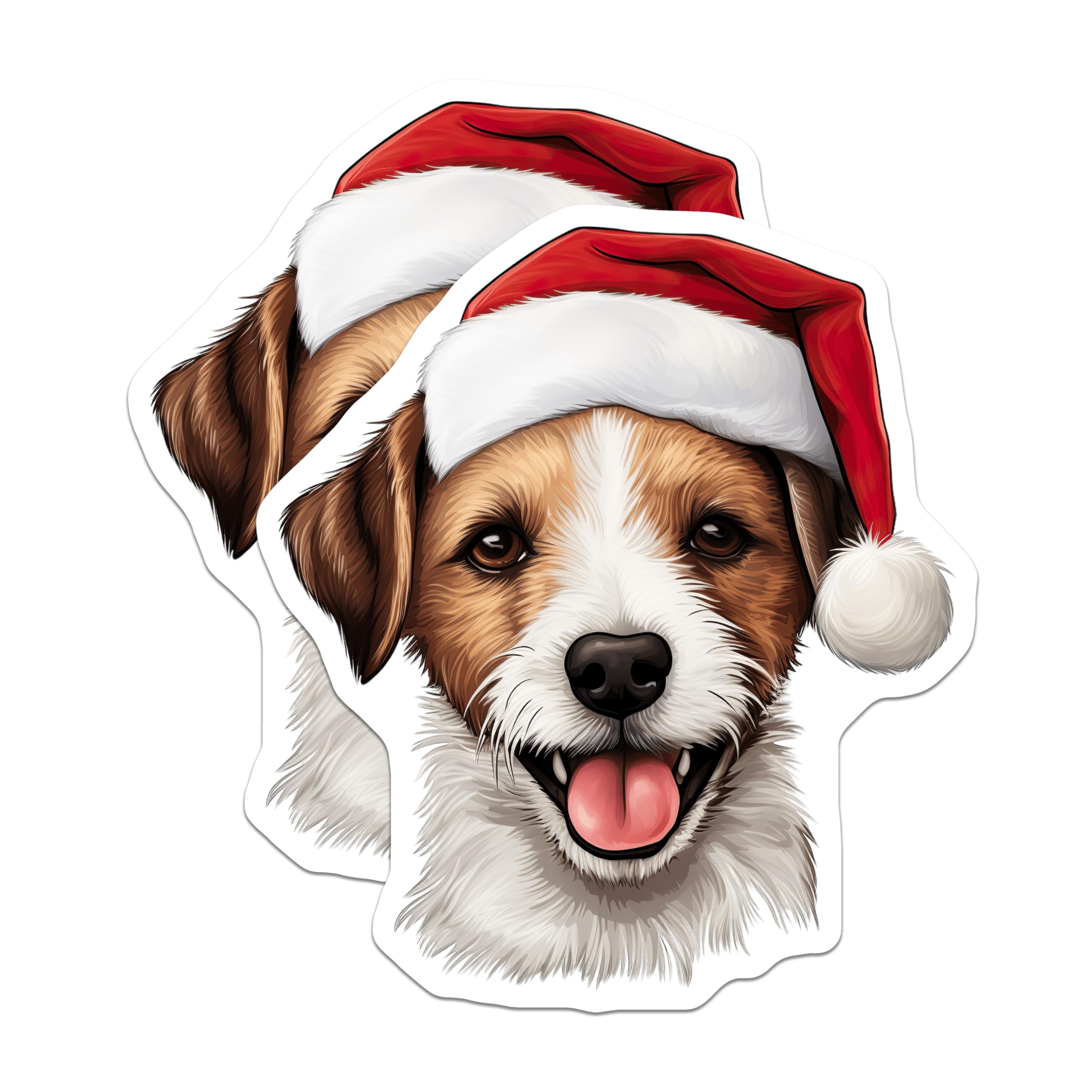 (2 Pack) Christmas Dog Magnets - Santa Hat Dog Decor - Festive Pet Lover Fridge Magnets - Holiday Animal Magnets - 5 Inches On Longest Side - Thick Durable Magnet - Made in USA - MAG29450