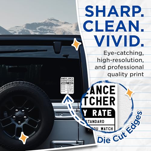 (2 Pack) Ambulance Dispatcher Hourly Rate Stickers - Emergency Medical Services Stickers - Paramedic Humor Stickers - 5" On Longest Side - Sticks to Smooth Flat Surfaces - Made in USA - BMCS4901