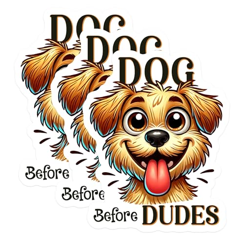(3 Pack) Dog Before Dudes Decals - Funny Dog Lover - Pet Saying Laptop Decal - 3 Inches On Longest Side - Easy Peel & Apply - Made in USA - 3MCS1275