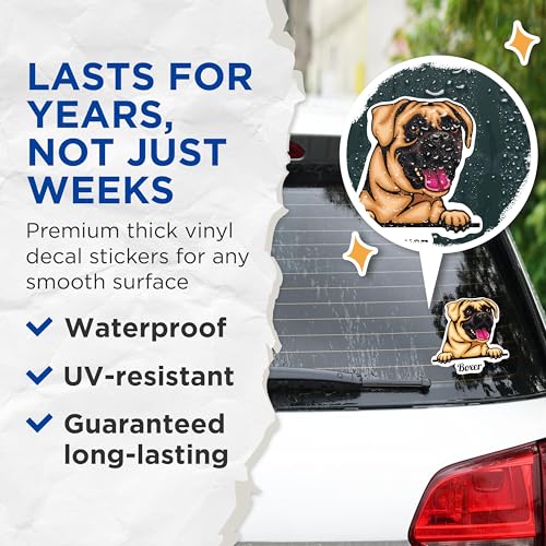 (2 Pack) Boxer Dog Stickers - Cute Dog Art Stickers - Boxer Breed Decal - 5" On Longest Side - Sticks to Smooth Flat Surfaces - Made in USA - BMCS4211